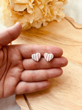 Load image into Gallery viewer, Striped Heart Studs
