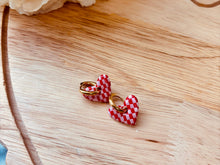 Load image into Gallery viewer, Checkered Heart Huggie (3 Sizes)
