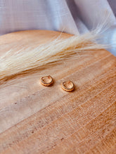 Load image into Gallery viewer, Gold Plated Ribbed Leverback Hoop
