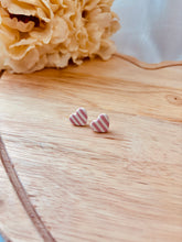 Load image into Gallery viewer, Striped Heart Studs
