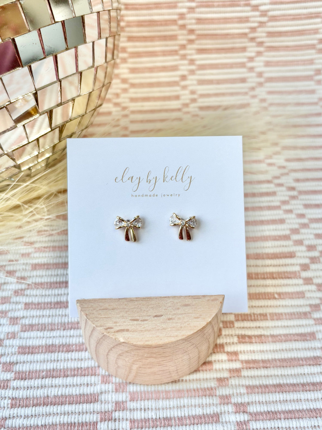 CZ Gold Bow Stud