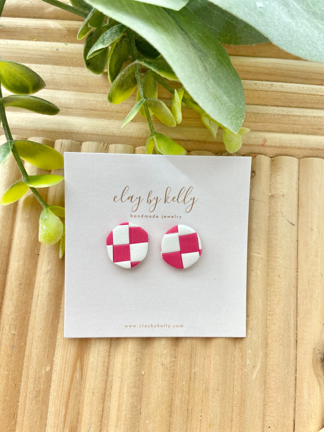 Checkered Oval Studs (3 Colors)